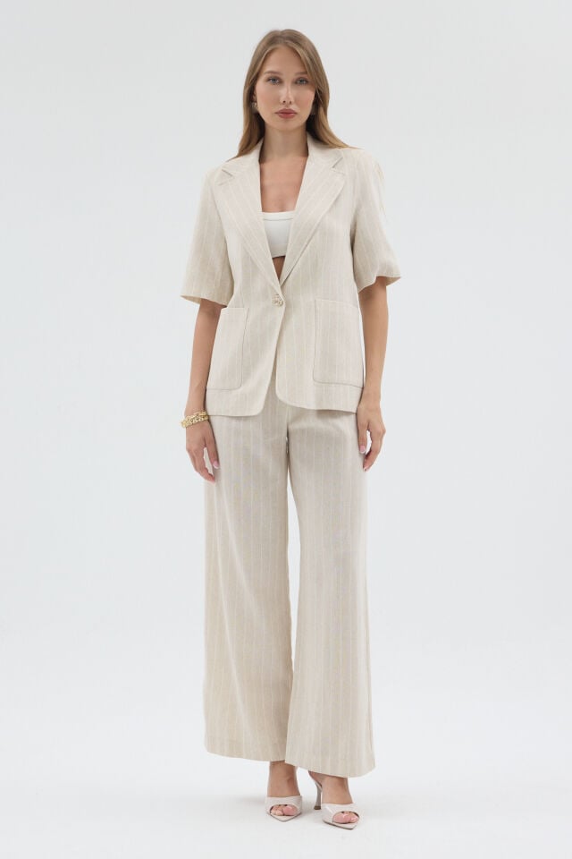 Sofia Linen Set -  Salaş Bej Keten Takım