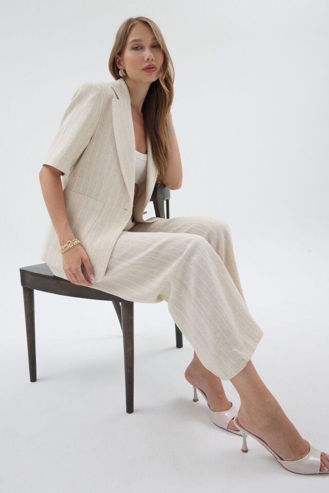 Sofia Linen Set -  Salaş Bej Keten Takım