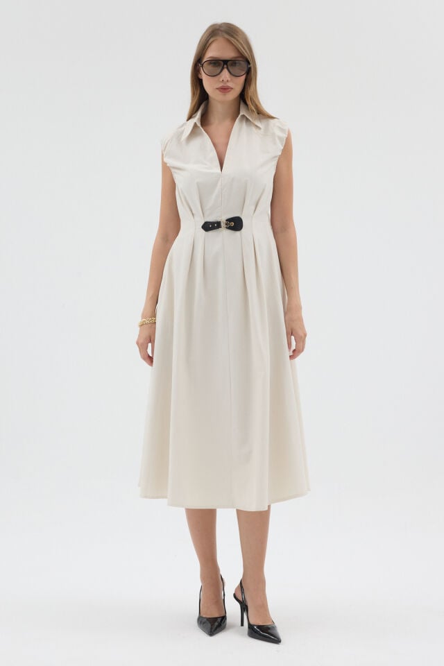 Aurora Dress -  Kemer Detayli Midi Elbise