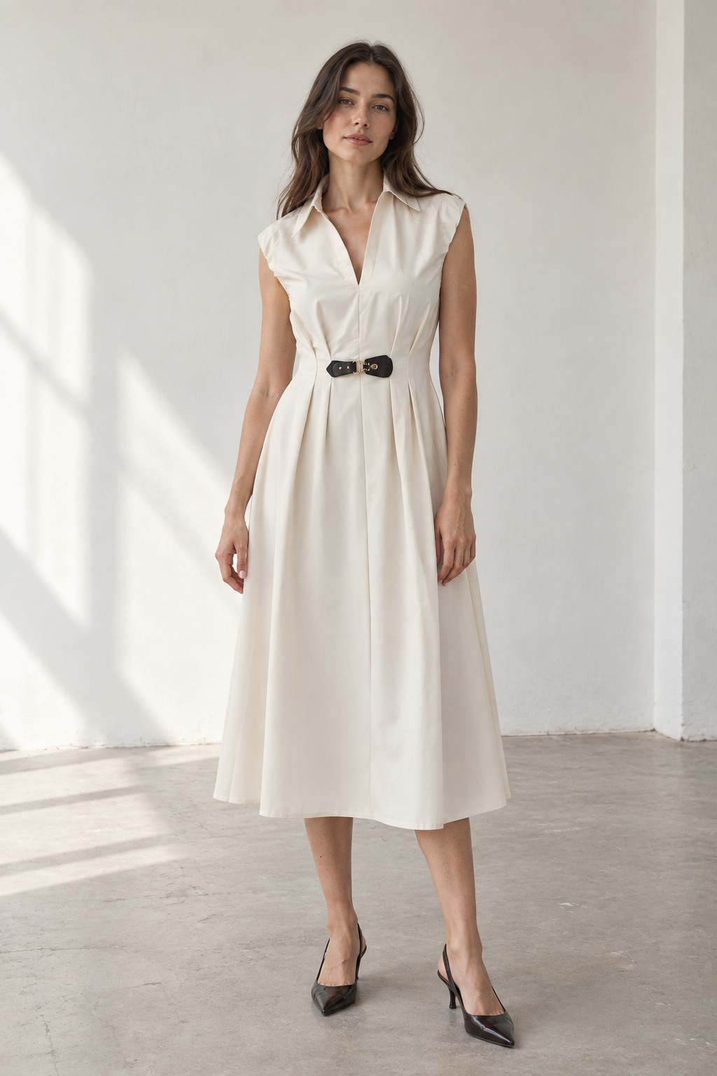 Aurora Dress -  Kemer Detaylı Midi Elbise