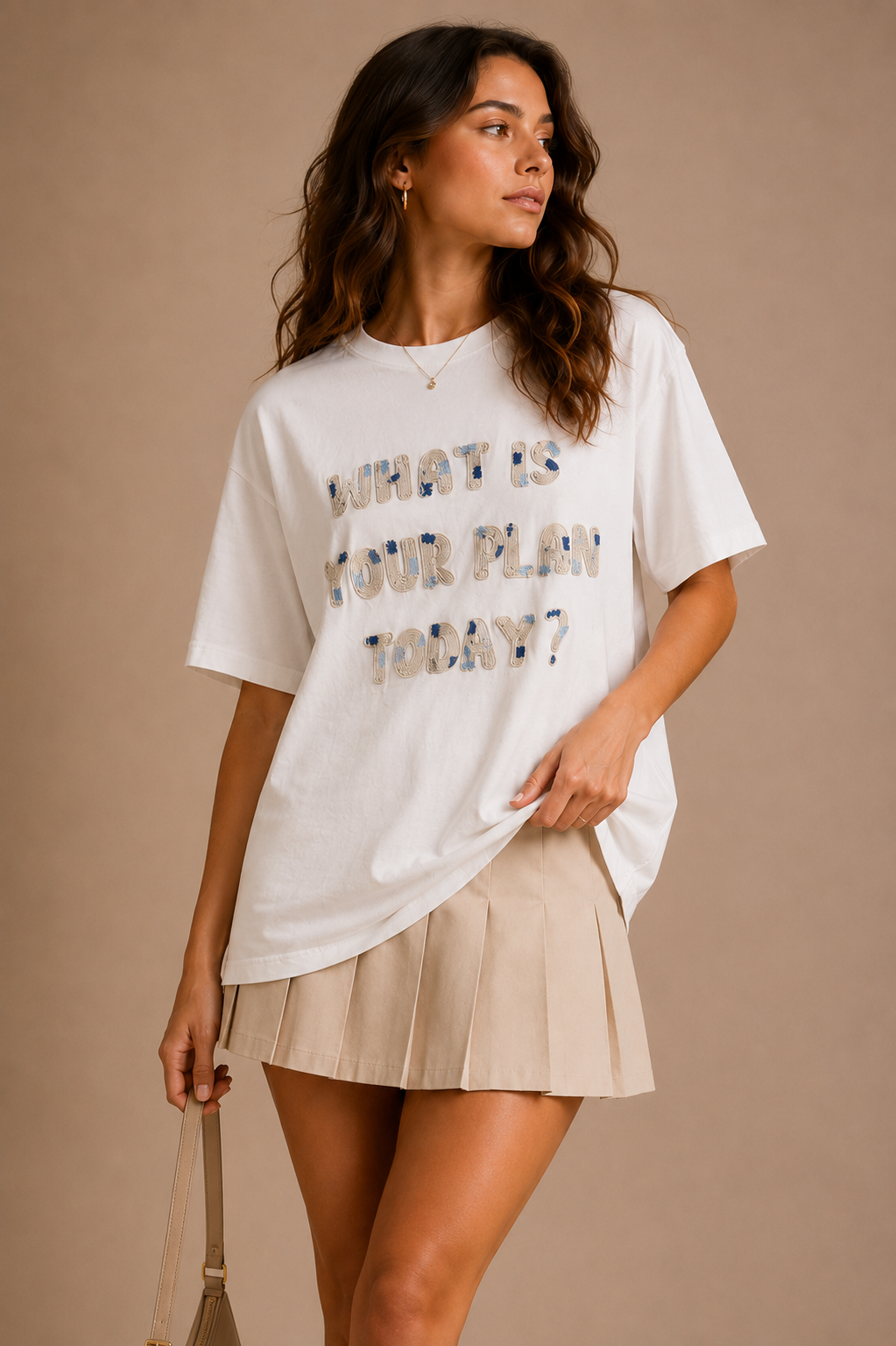 Today Tee – İşleme Yazılı Pamuklu Beyaz Tişört
