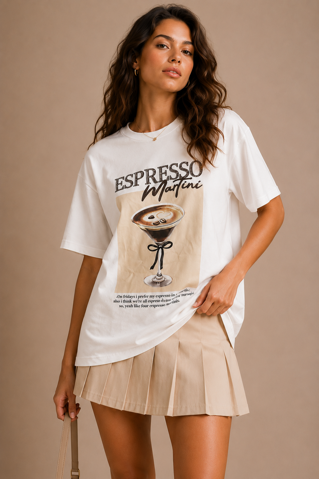 Espresso Tee – Espresso Martini Yazılı Kahve Beyaz Pamuklu Tişört