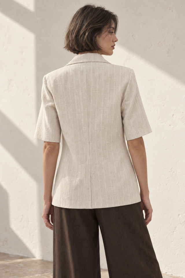 Sofia Linen Set -  Salaş Bej Keten Ceket