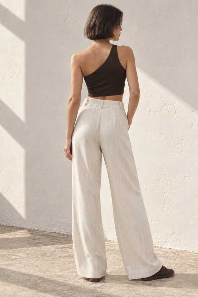 Sofia Linen Set -  Salaş Bej Keten Pantalon
